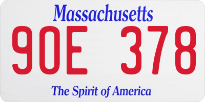 MA license plate 9OE378