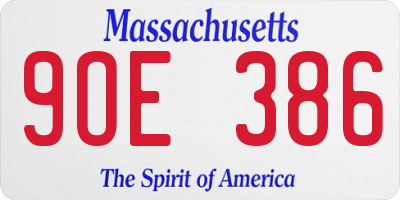 MA license plate 9OE386