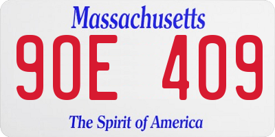MA license plate 9OE409