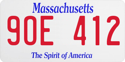 MA license plate 9OE412