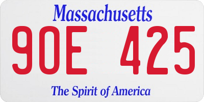 MA license plate 9OE425