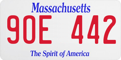 MA license plate 9OE442