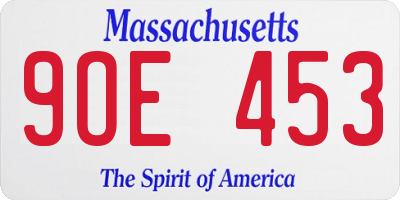 MA license plate 9OE453