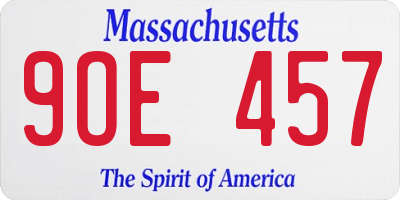 MA license plate 9OE457