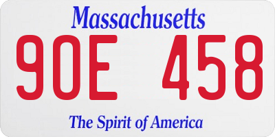 MA license plate 9OE458