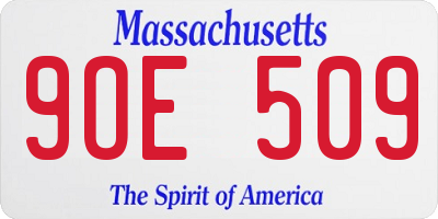 MA license plate 9OE509