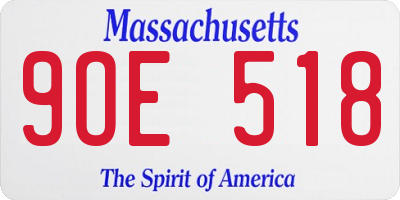 MA license plate 9OE518