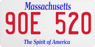 MA license plate 9OE520