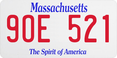 MA license plate 9OE521