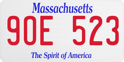 MA license plate 9OE523
