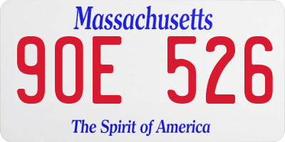 MA license plate 9OE526