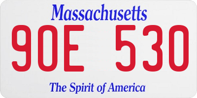MA license plate 9OE530