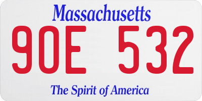 MA license plate 9OE532