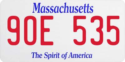 MA license plate 9OE535