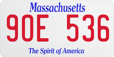 MA license plate 9OE536