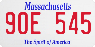 MA license plate 9OE545