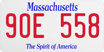 MA license plate 9OE558