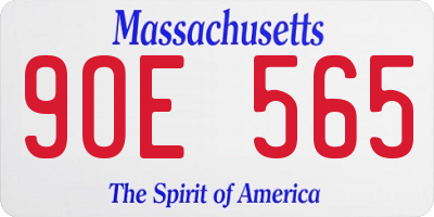 MA license plate 9OE565
