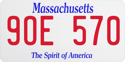 MA license plate 9OE570