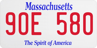 MA license plate 9OE580