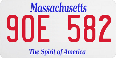 MA license plate 9OE582