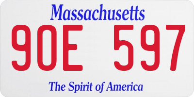 MA license plate 9OE597