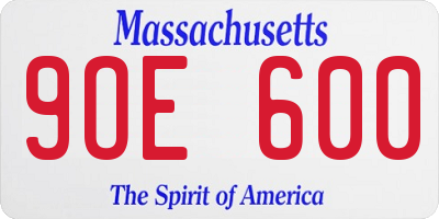 MA license plate 9OE600