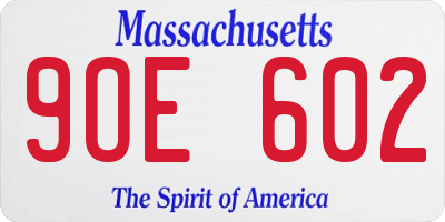 MA license plate 9OE602