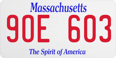 MA license plate 9OE603