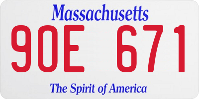 MA license plate 9OE671