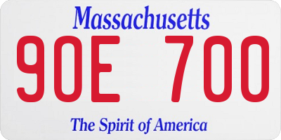 MA license plate 9OE700