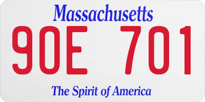MA license plate 9OE701