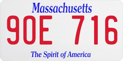 MA license plate 9OE716