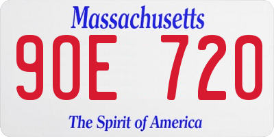 MA license plate 9OE720