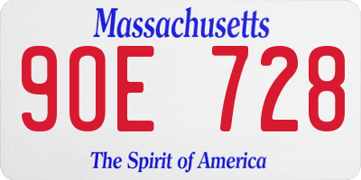 MA license plate 9OE728