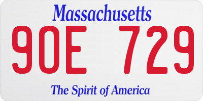 MA license plate 9OE729
