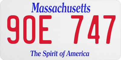 MA license plate 9OE747