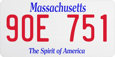 MA license plate 9OE751