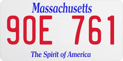 MA license plate 9OE761