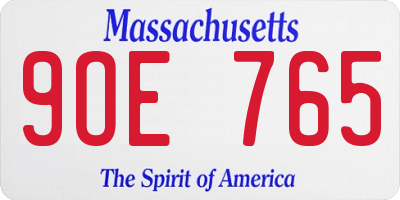 MA license plate 9OE765