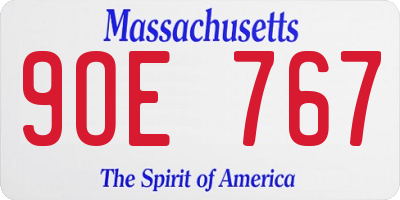 MA license plate 9OE767