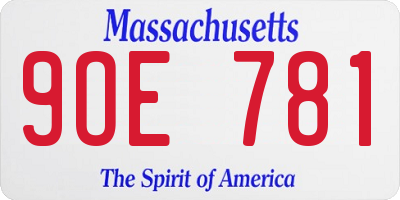 MA license plate 9OE781