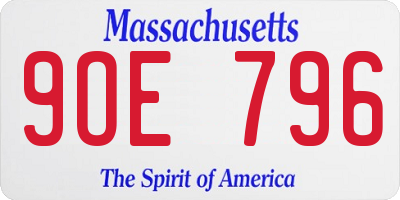 MA license plate 9OE796