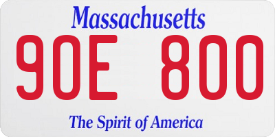 MA license plate 9OE800