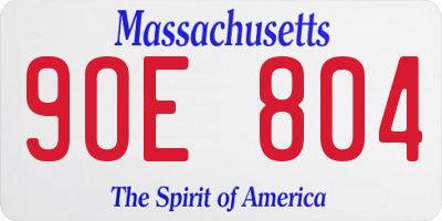 MA license plate 9OE804