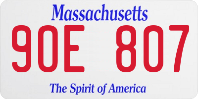 MA license plate 9OE807