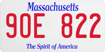 MA license plate 9OE822
