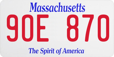 MA license plate 9OE870