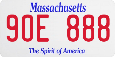 MA license plate 9OE888
