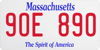 MA license plate 9OE890